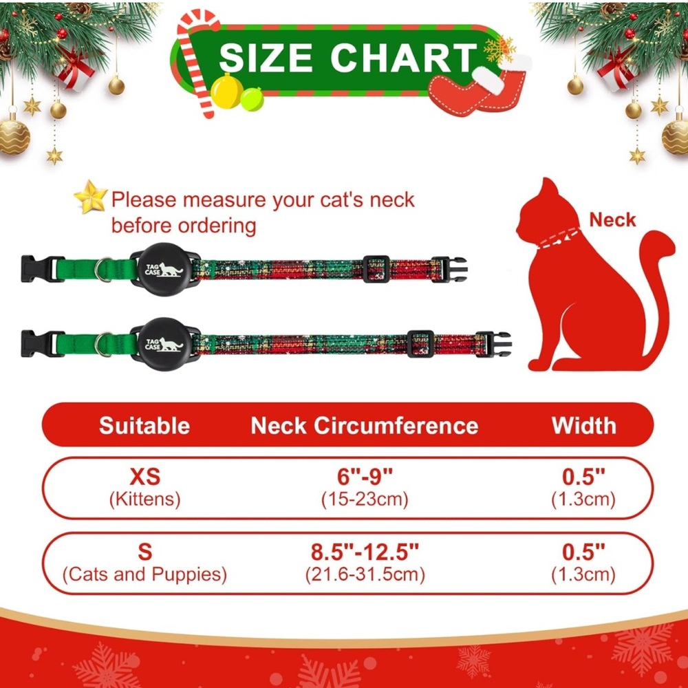 XS | Christmas AirTag Cat Collar - Picture 6 of 6